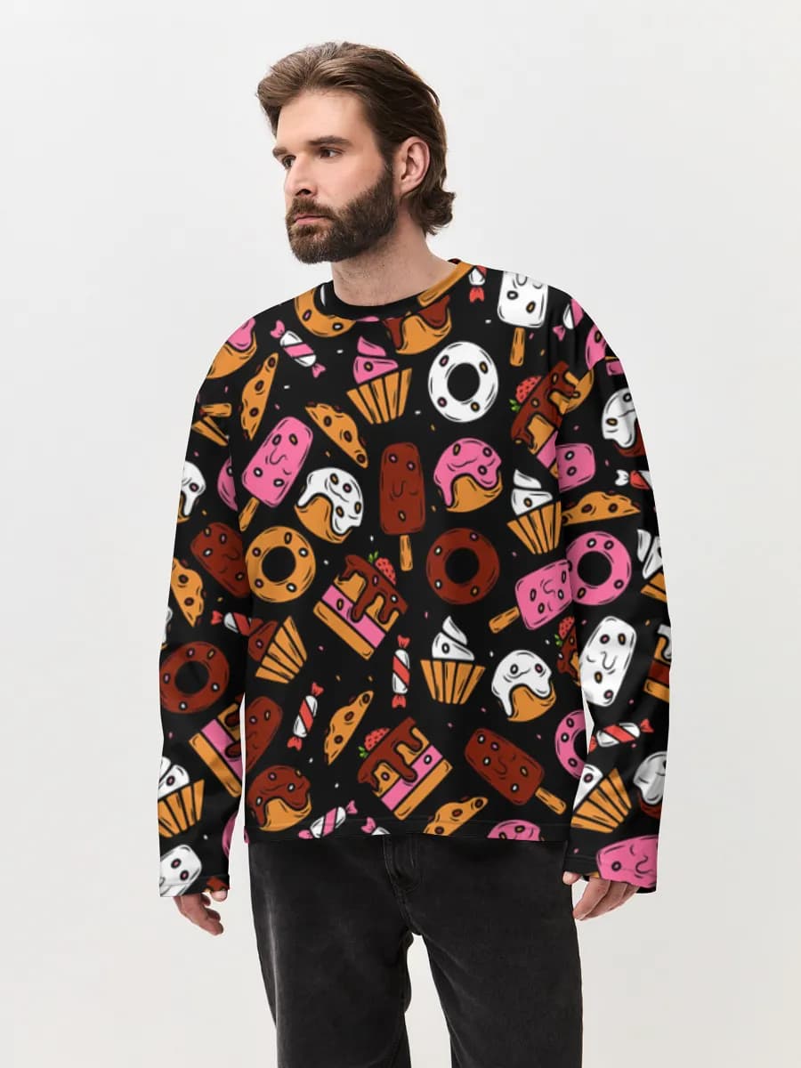 Camiseta de manga larga de algodón extragrande para hombre