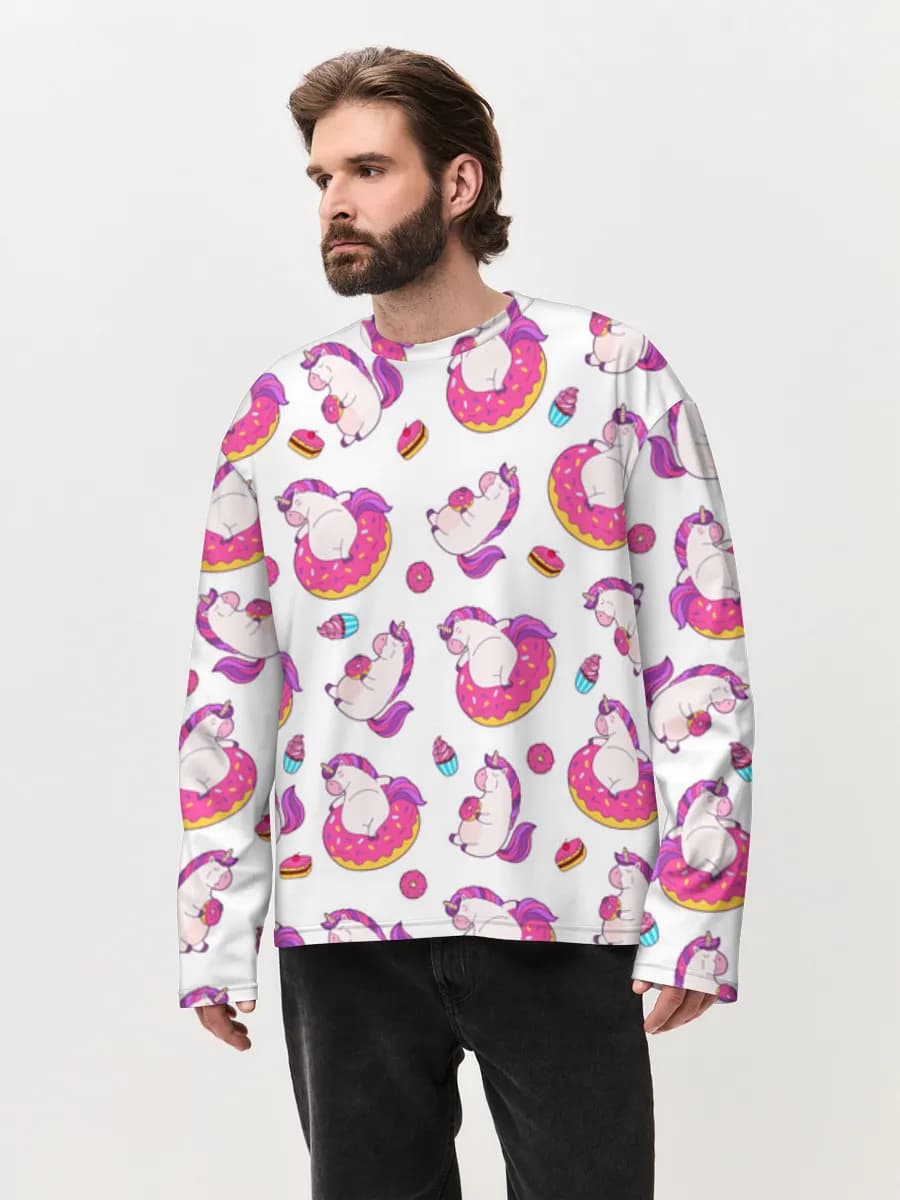 Herren Oversized Baumwoll Langarmshirt