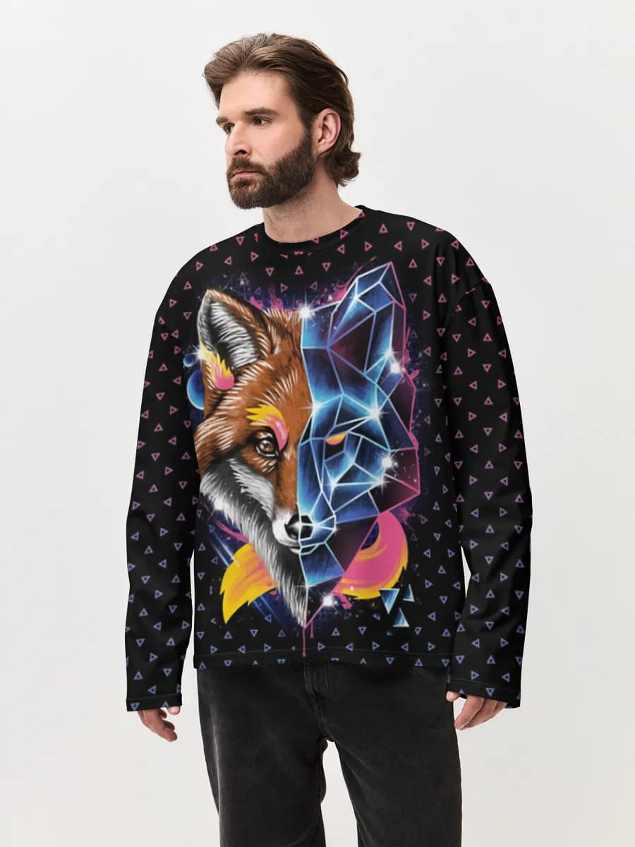 Herren Oversized Baumwoll Langarmshirt