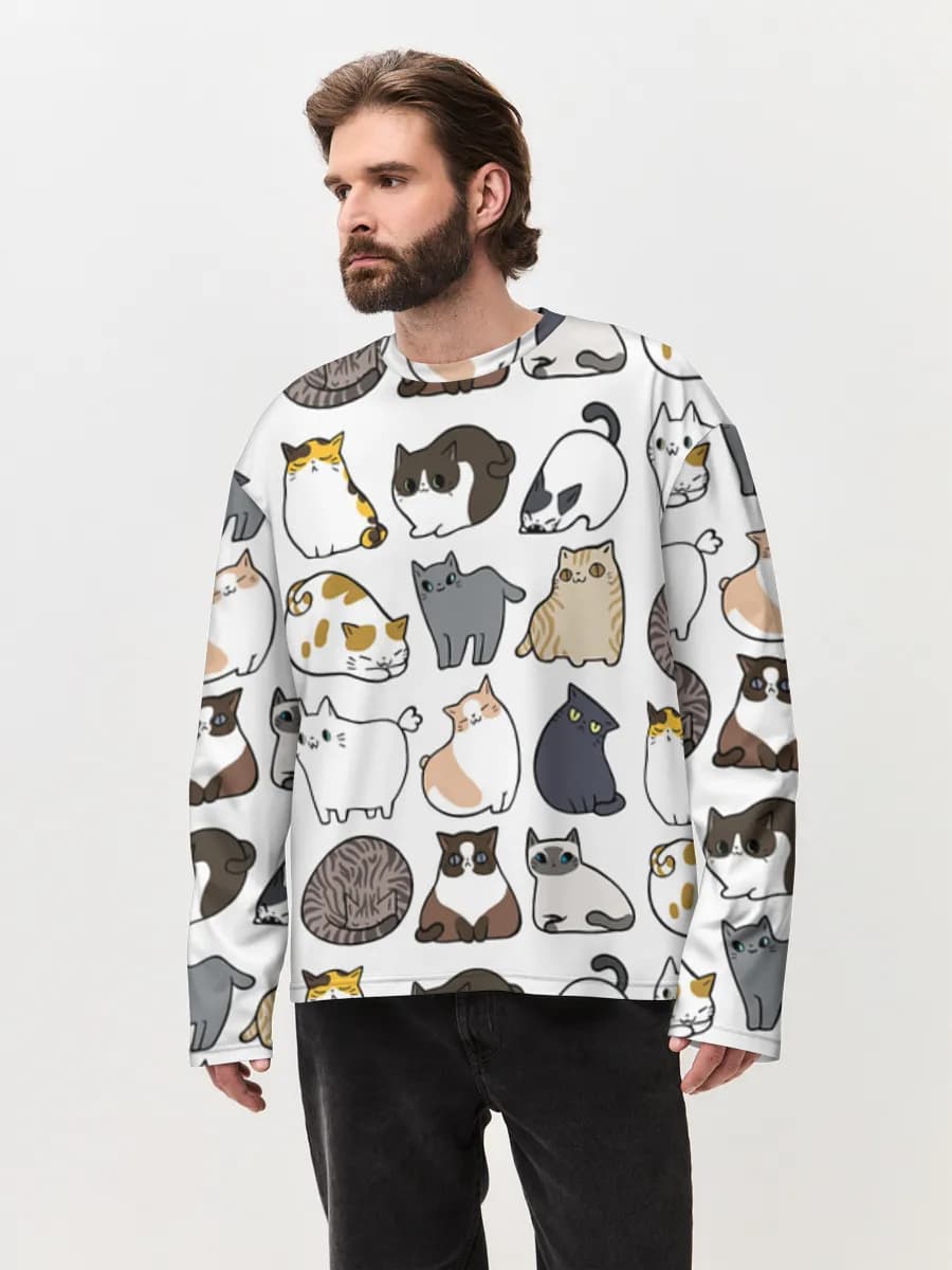 Camiseta de manga larga de algodón extragrande para hombre