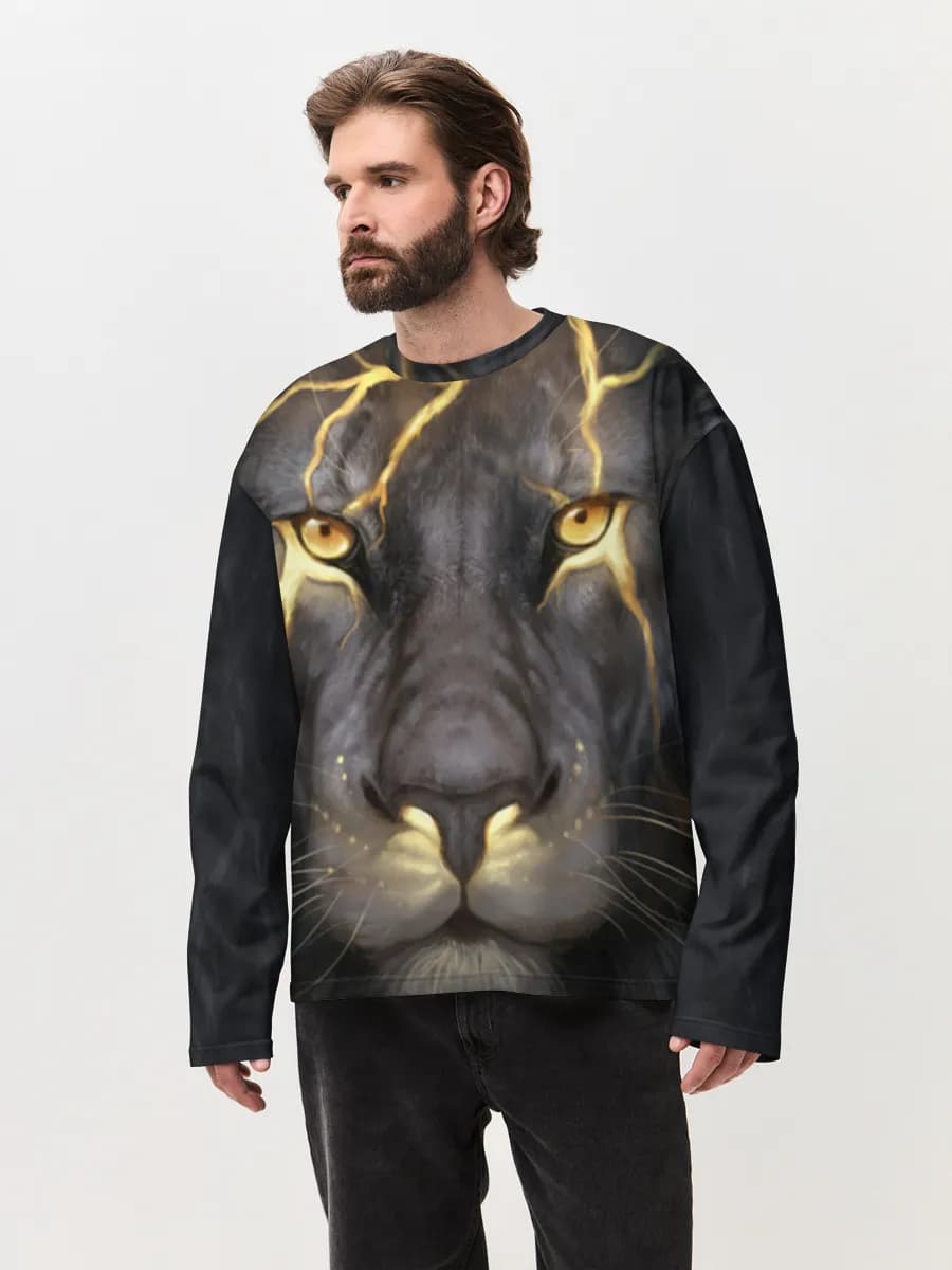 Herren Oversized Baumwoll Langarmshirt