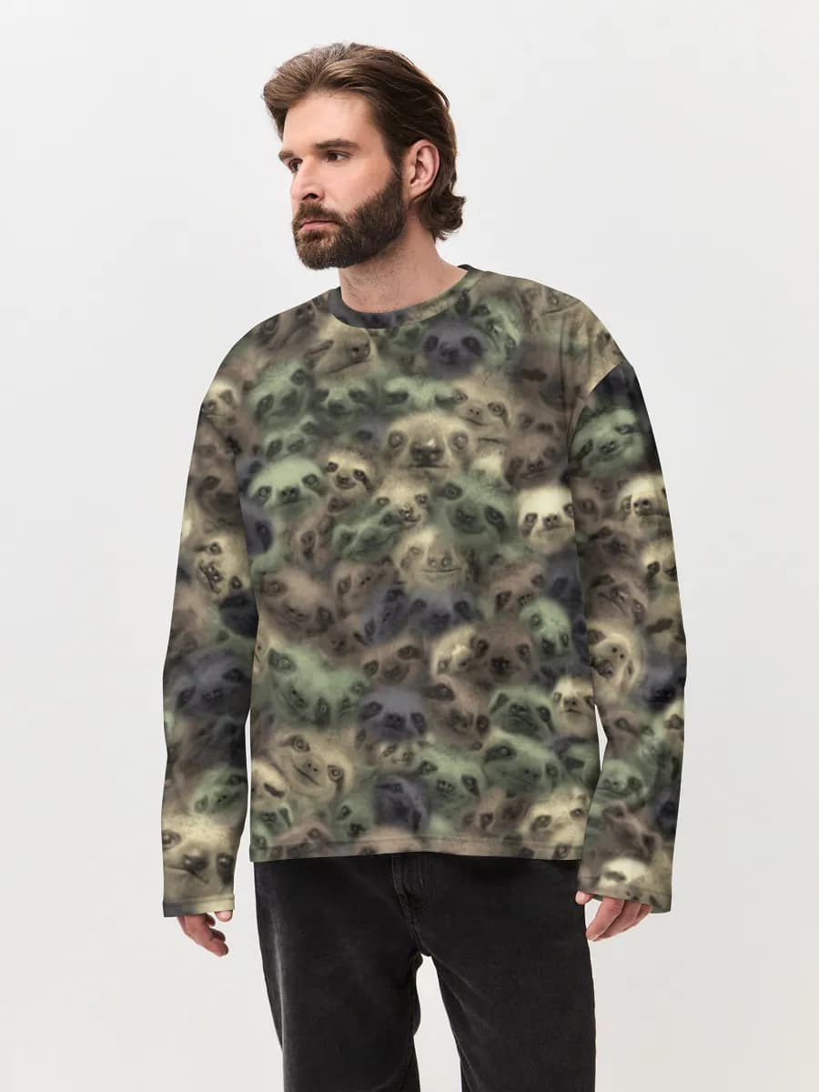 Camiseta de manga larga de algodón extragrande para hombre