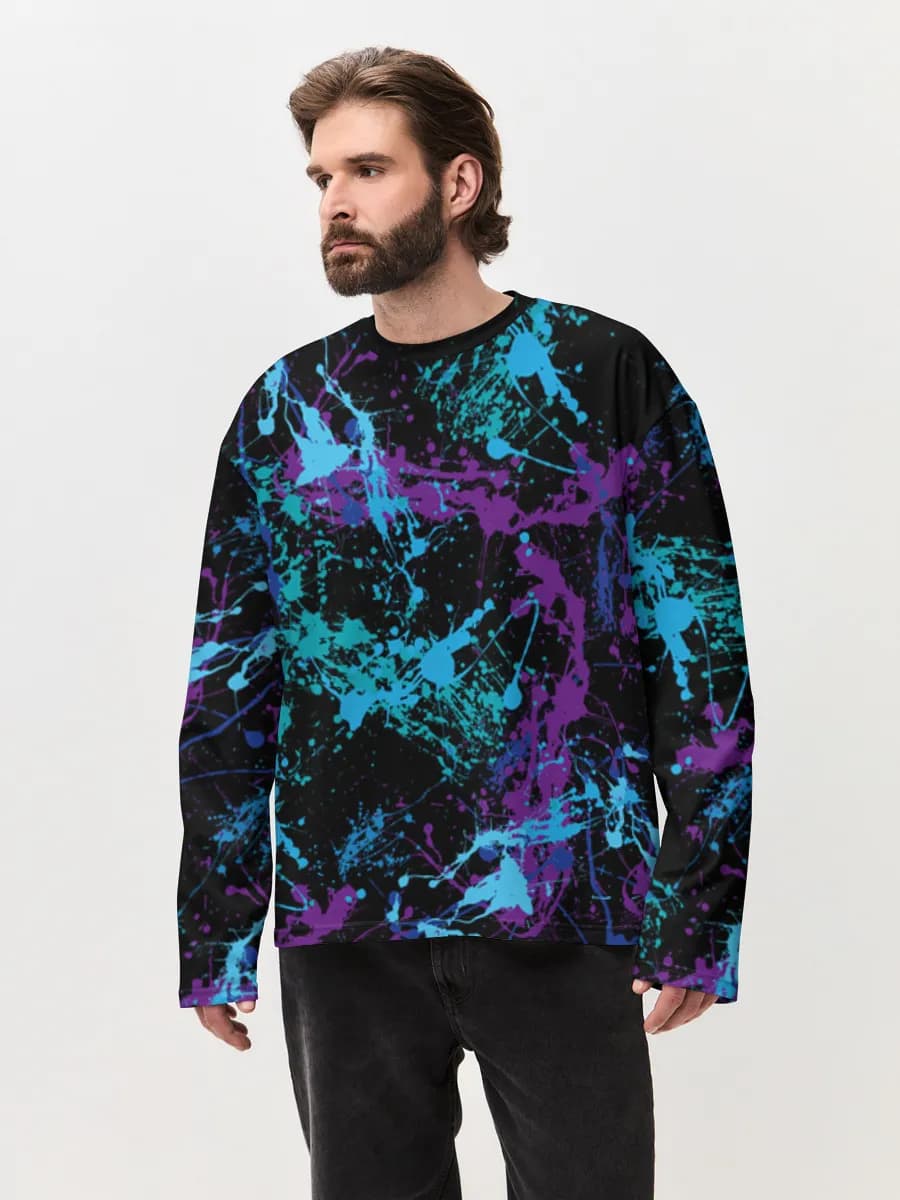 Camiseta de manga larga de algodón extragrande para hombre