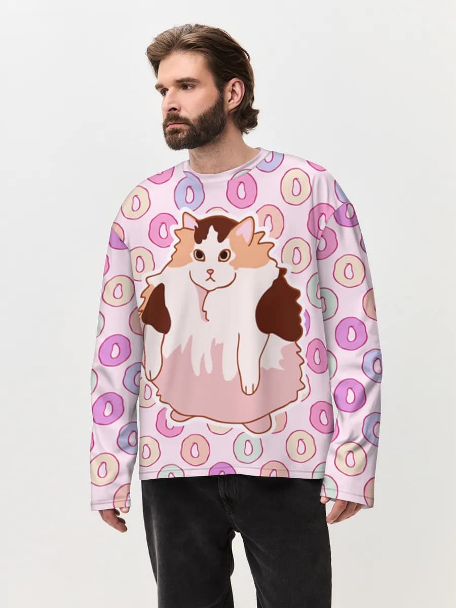 Camiseta de manga larga de algodón extragrande para hombre
