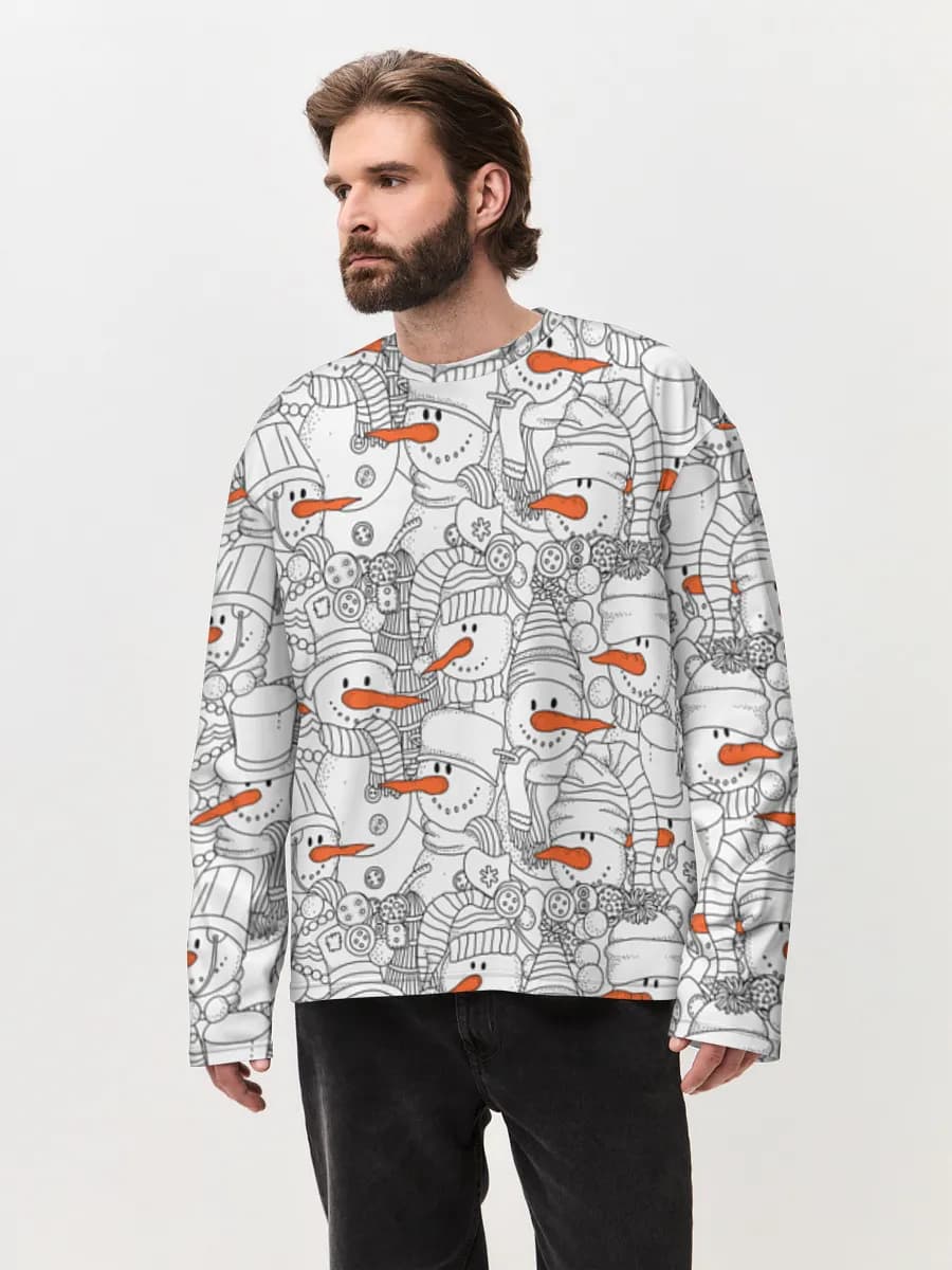 Herren Oversized Baumwoll Langarmshirt