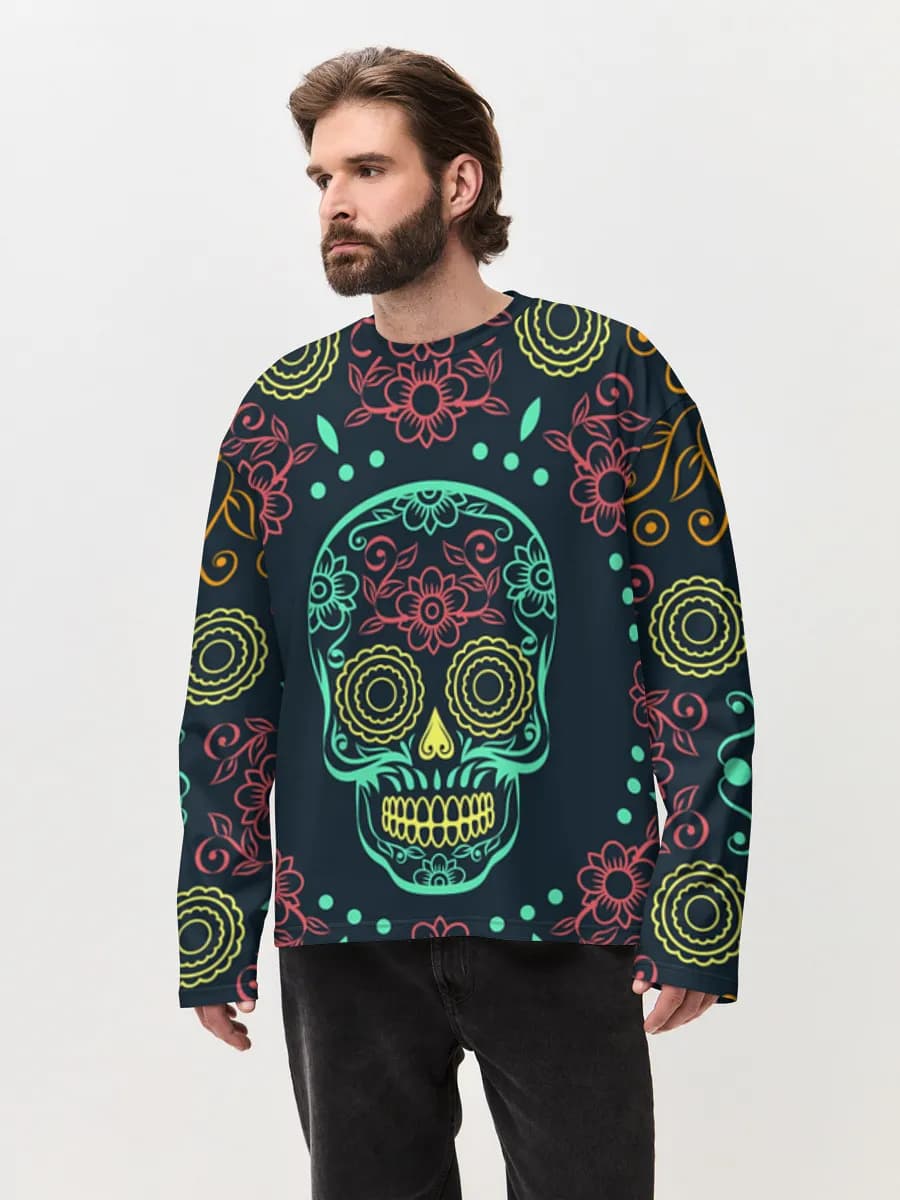Herren Oversized Baumwoll Langarmshirt