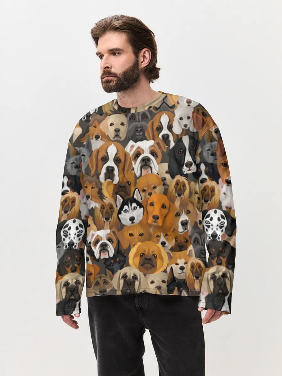 Camiseta de manga larga de algodón extragrande para hombre