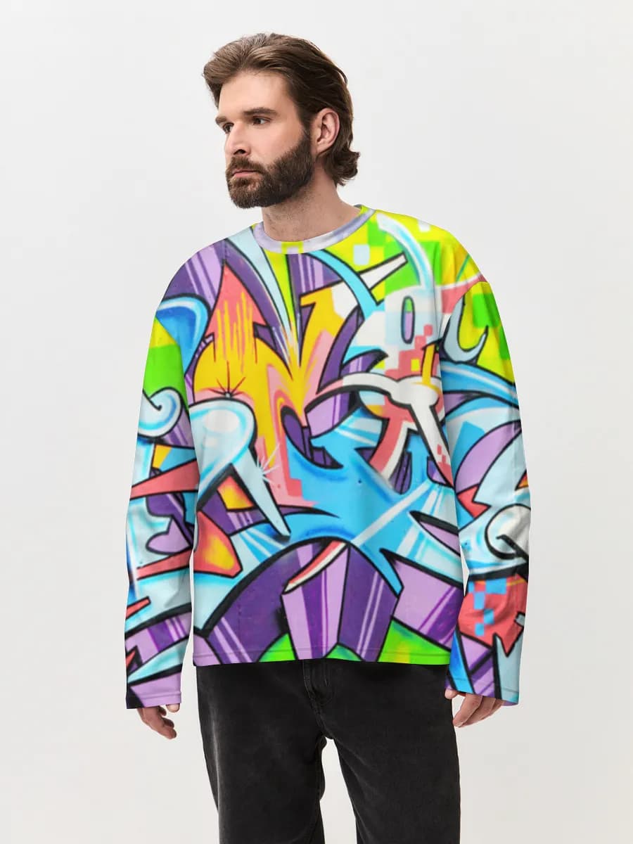 Camiseta de manga larga de algodón extragrande para hombre
