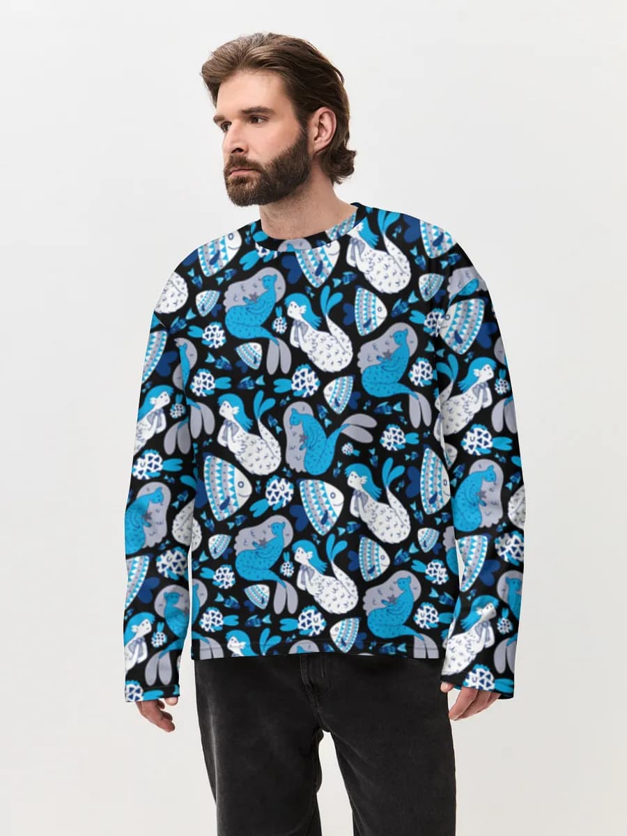 Camiseta de manga larga de algodón extragrande para hombre