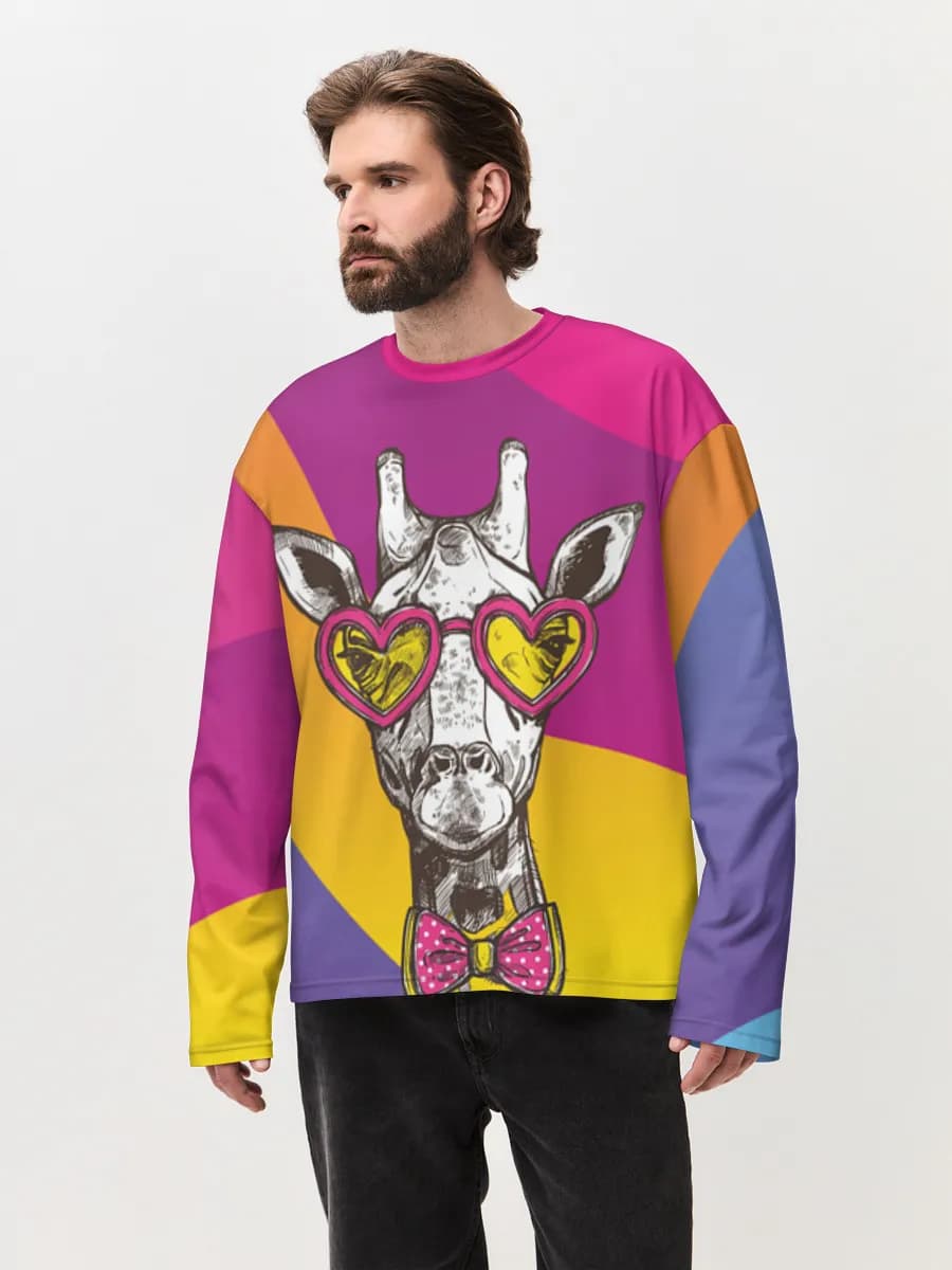 Camiseta de manga larga de algodón extragrande para hombre