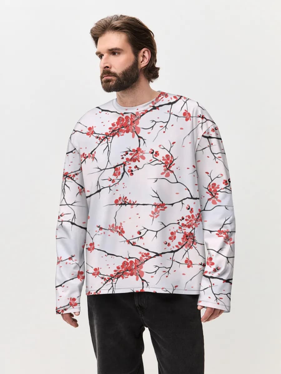 Camiseta de manga larga de algodón extragrande para hombre