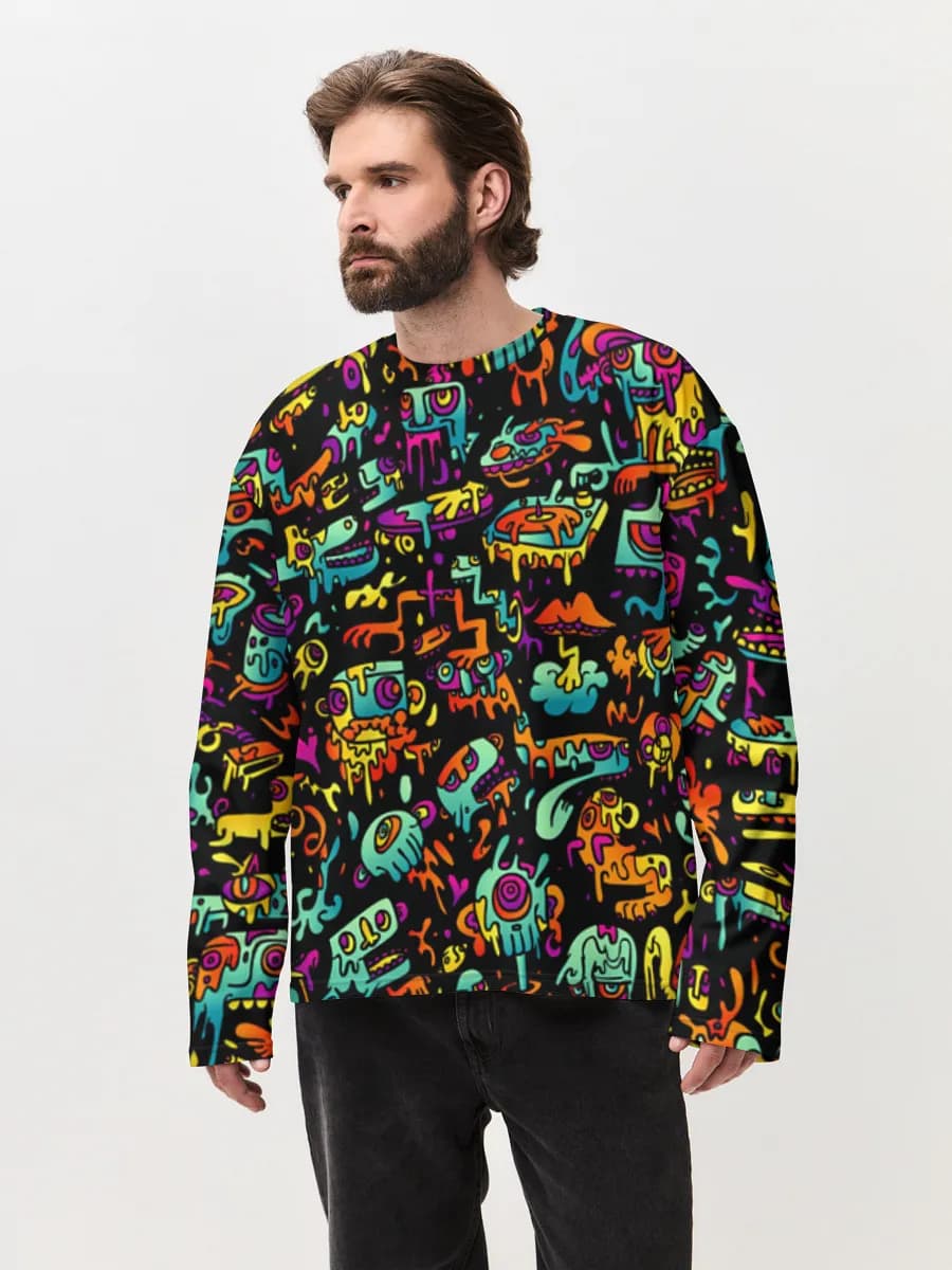Camiseta de manga larga de algodón extragrande para hombre