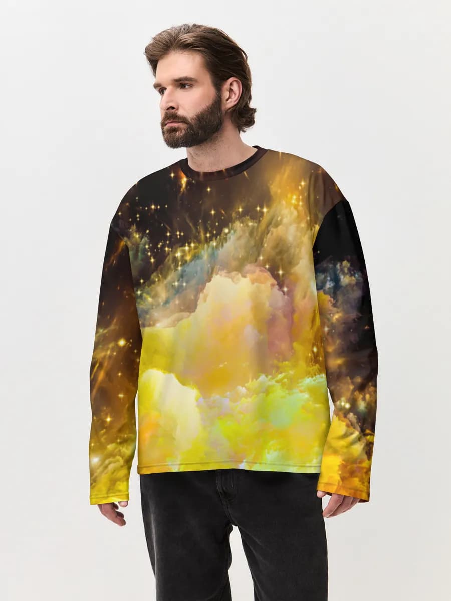 Herren Oversized Baumwoll Langarmshirt
