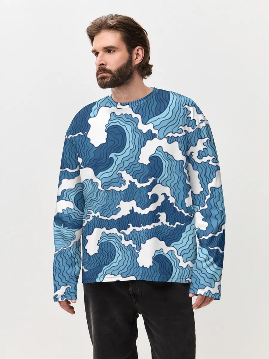 Camiseta de manga larga de algodón extragrande para hombre