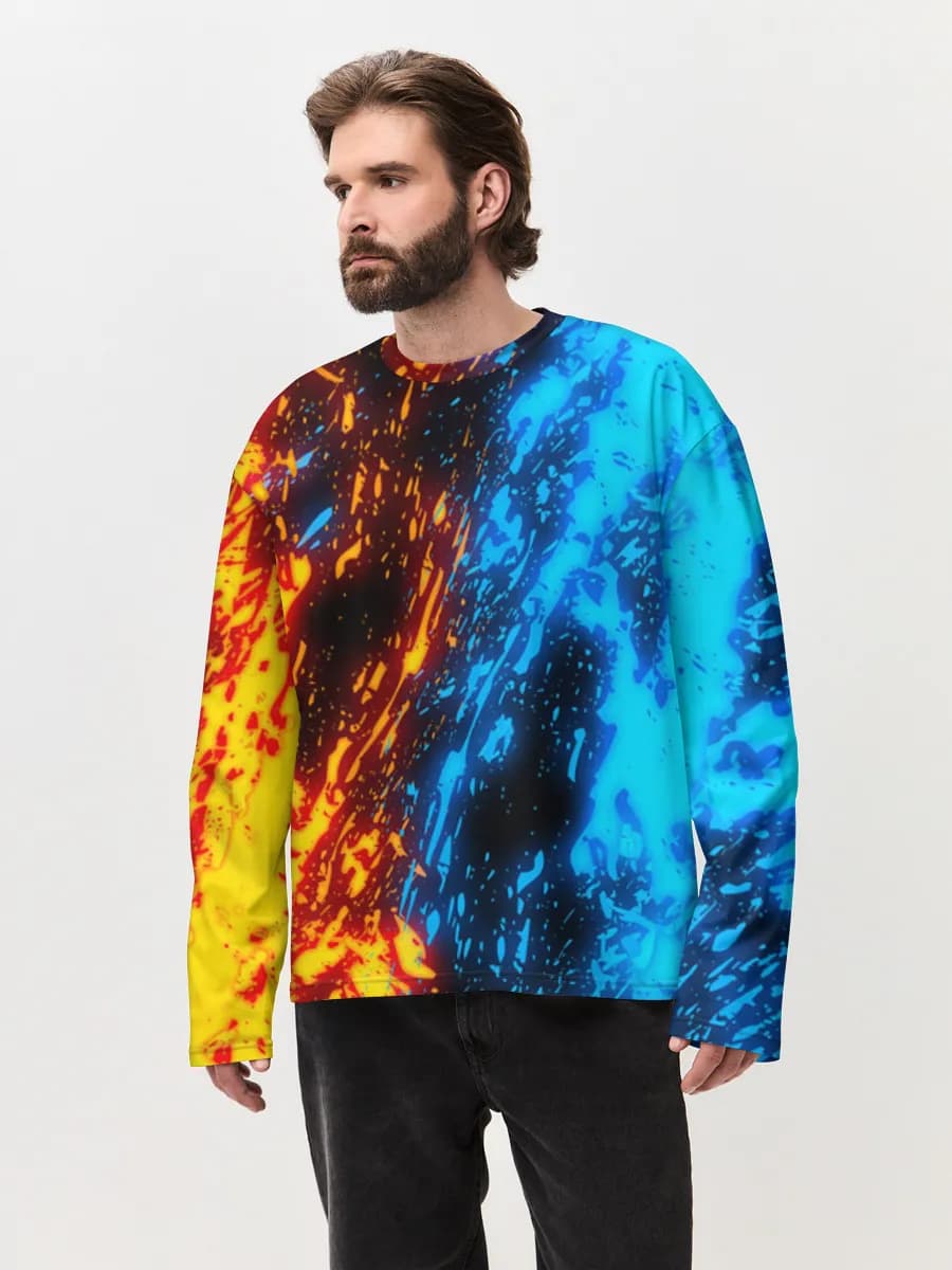 Herren Oversized Baumwoll Langarmshirt