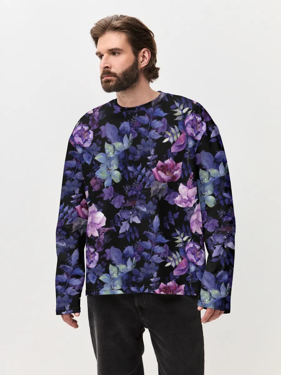 Herren Oversized Baumwoll Langarmshirt