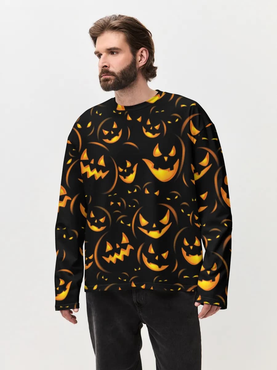 Herren Oversized Baumwoll Langarmshirt