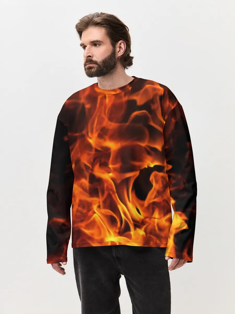 Camiseta de manga larga de algodón extragrande para hombre