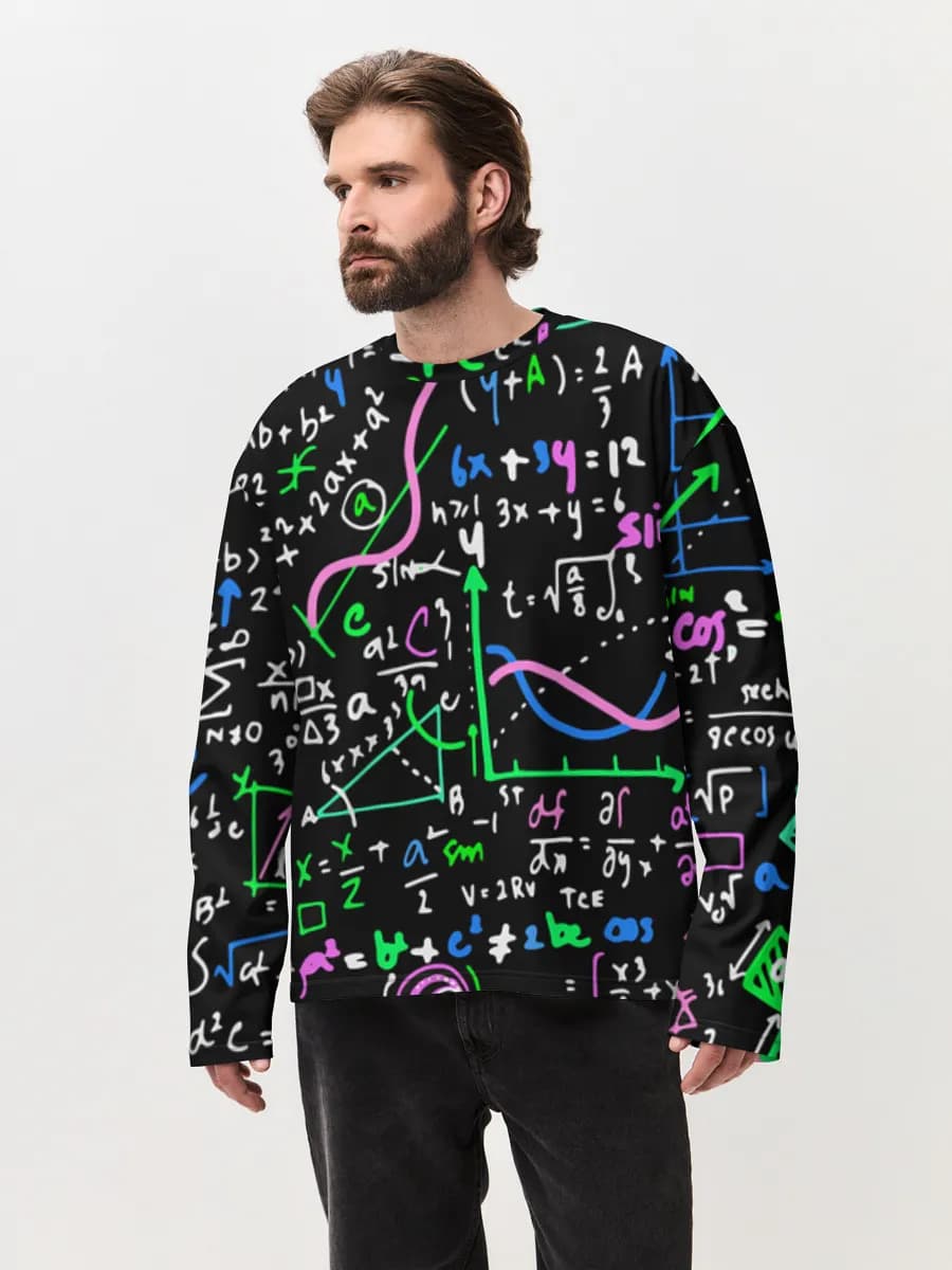 Herren Oversized Baumwoll Langarmshirt