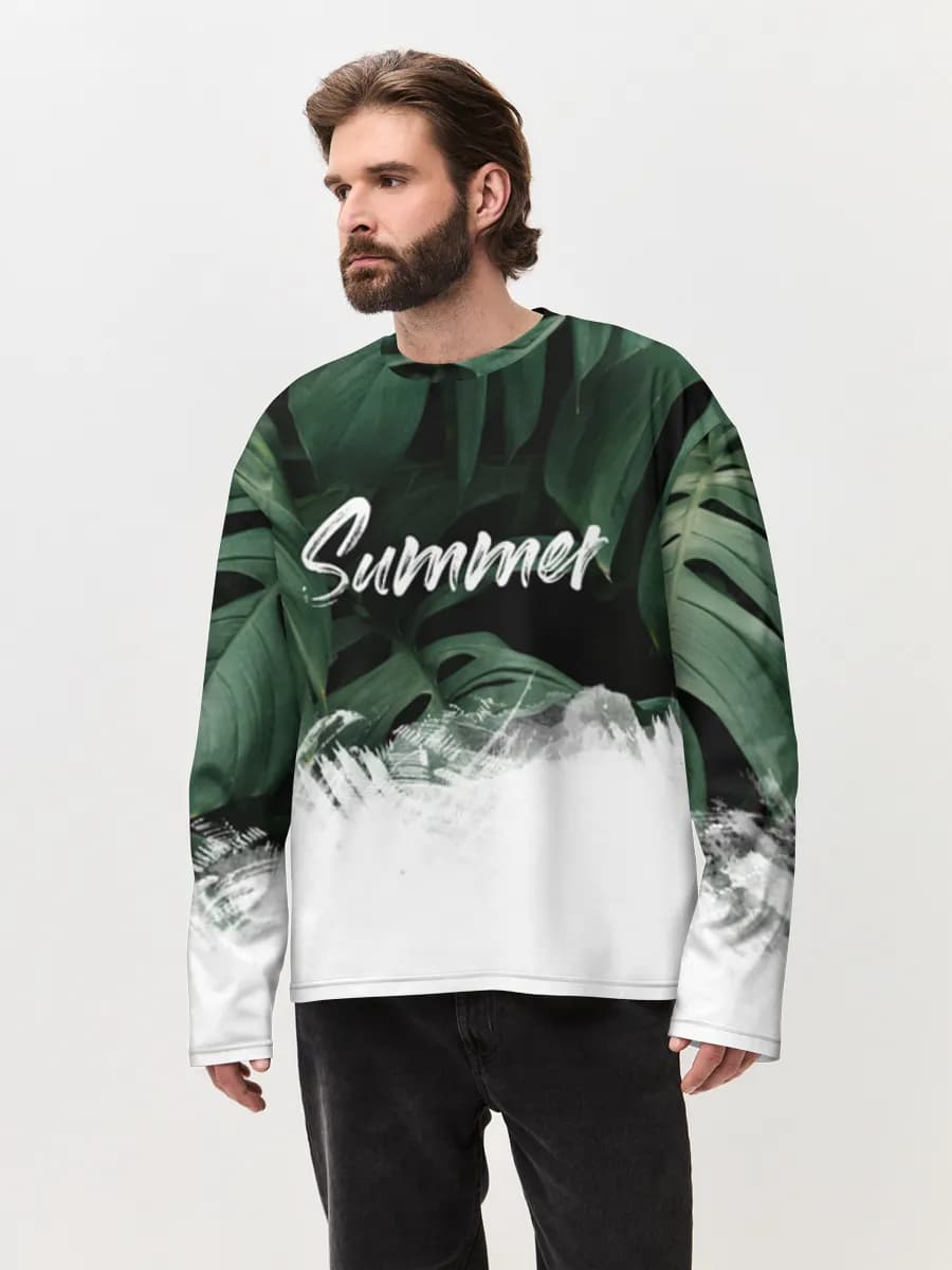 Herren Oversized Baumwoll Langarmshirt