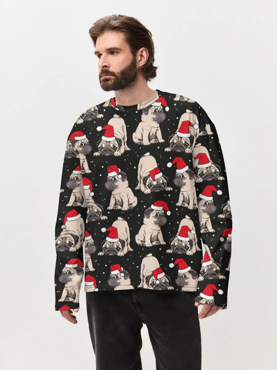 Herren Oversized Baumwoll Langarmshirt