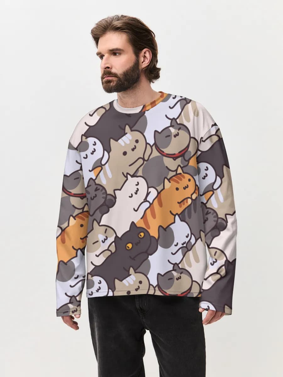 Camiseta de manga larga de algodón extragrande para hombre