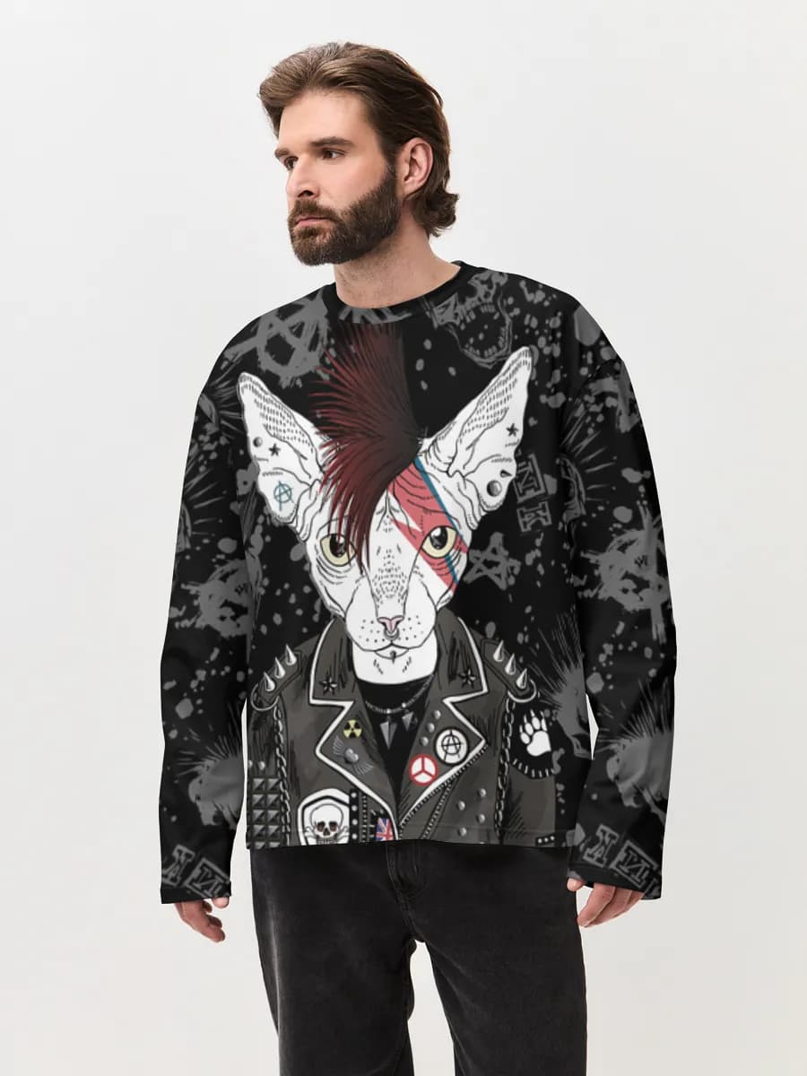 Camiseta de manga larga de algodón extragrande para hombre