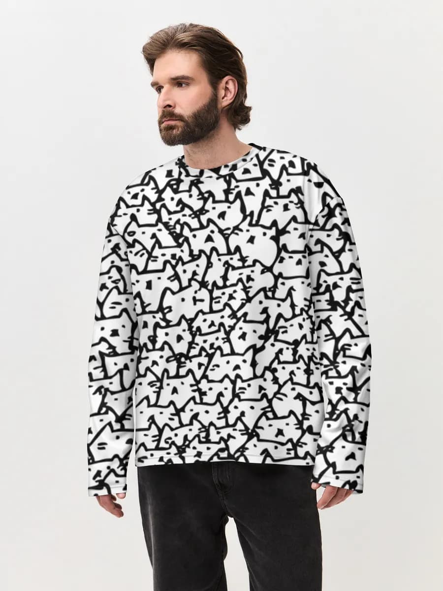 Camiseta de manga larga de algodón extragrande para hombre
