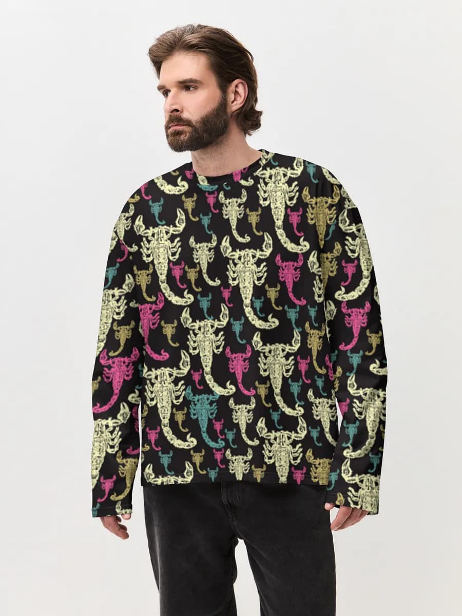 Herren Oversized Baumwoll Langarmshirt