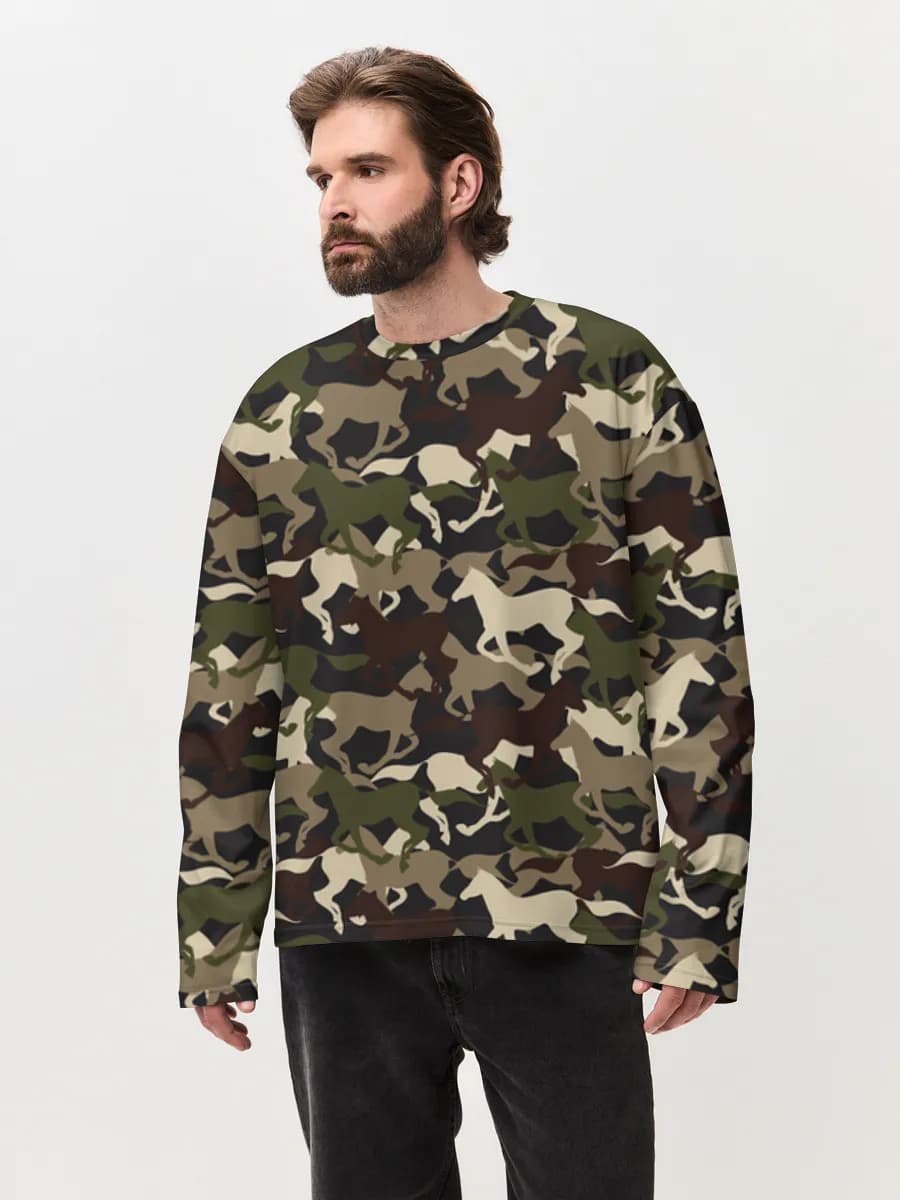 Herren Oversized Baumwoll Langarmshirt
