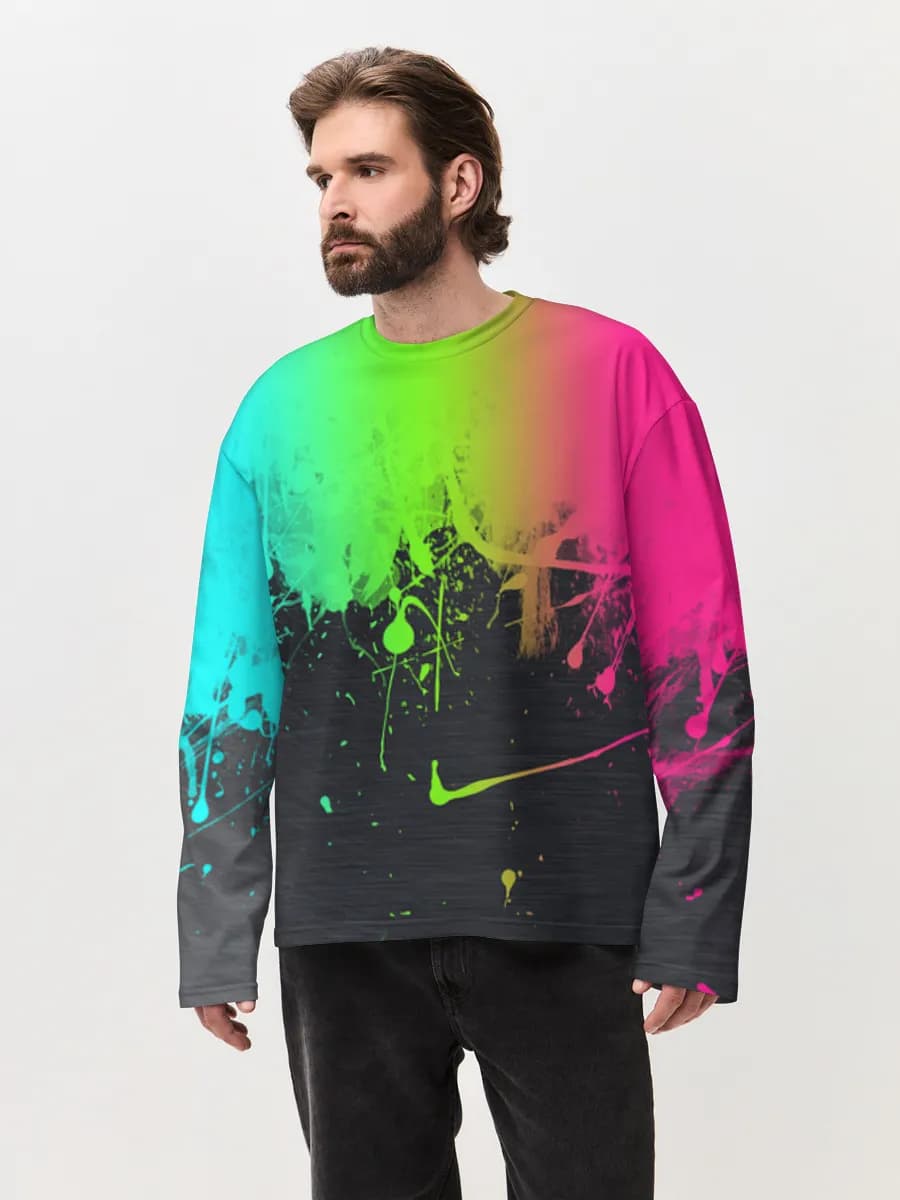 Camiseta de manga larga de algodón extragrande para hombre