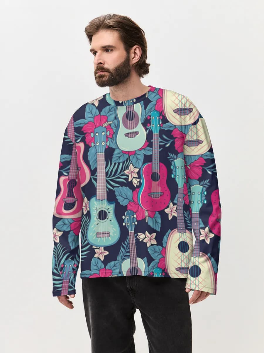 Camiseta de manga larga de algodón extragrande para hombre