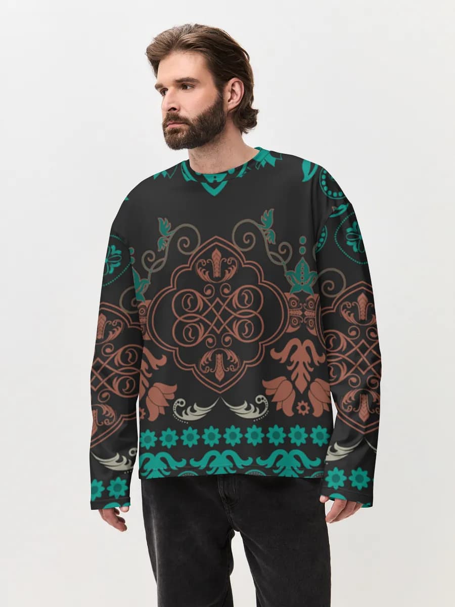 Camiseta de manga larga de algodón extragrande para hombre