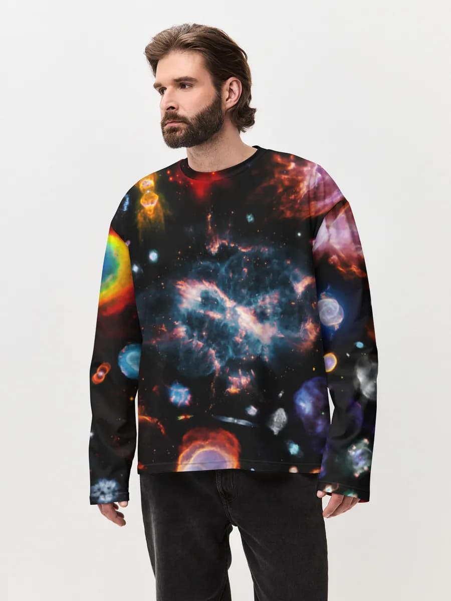 Herren Oversized Baumwoll Langarmshirt