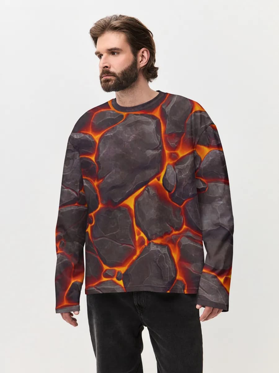 Herren Oversized Baumwoll Langarmshirt
