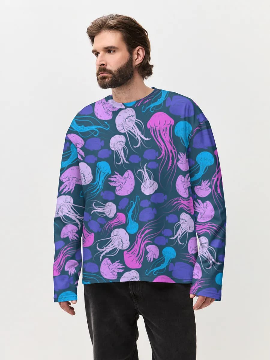 Camiseta de manga larga de algodón extragrande para hombre