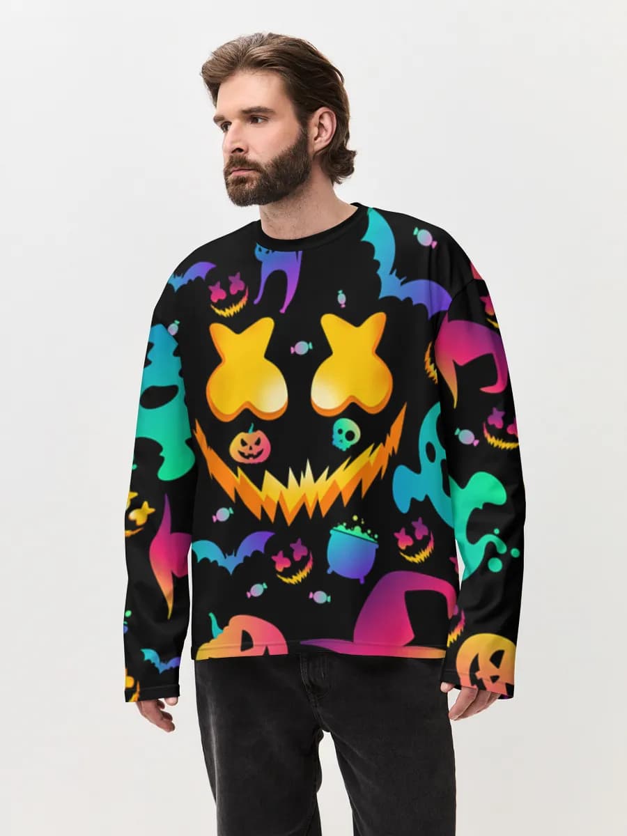 Herren Oversized Baumwoll Langarmshirt