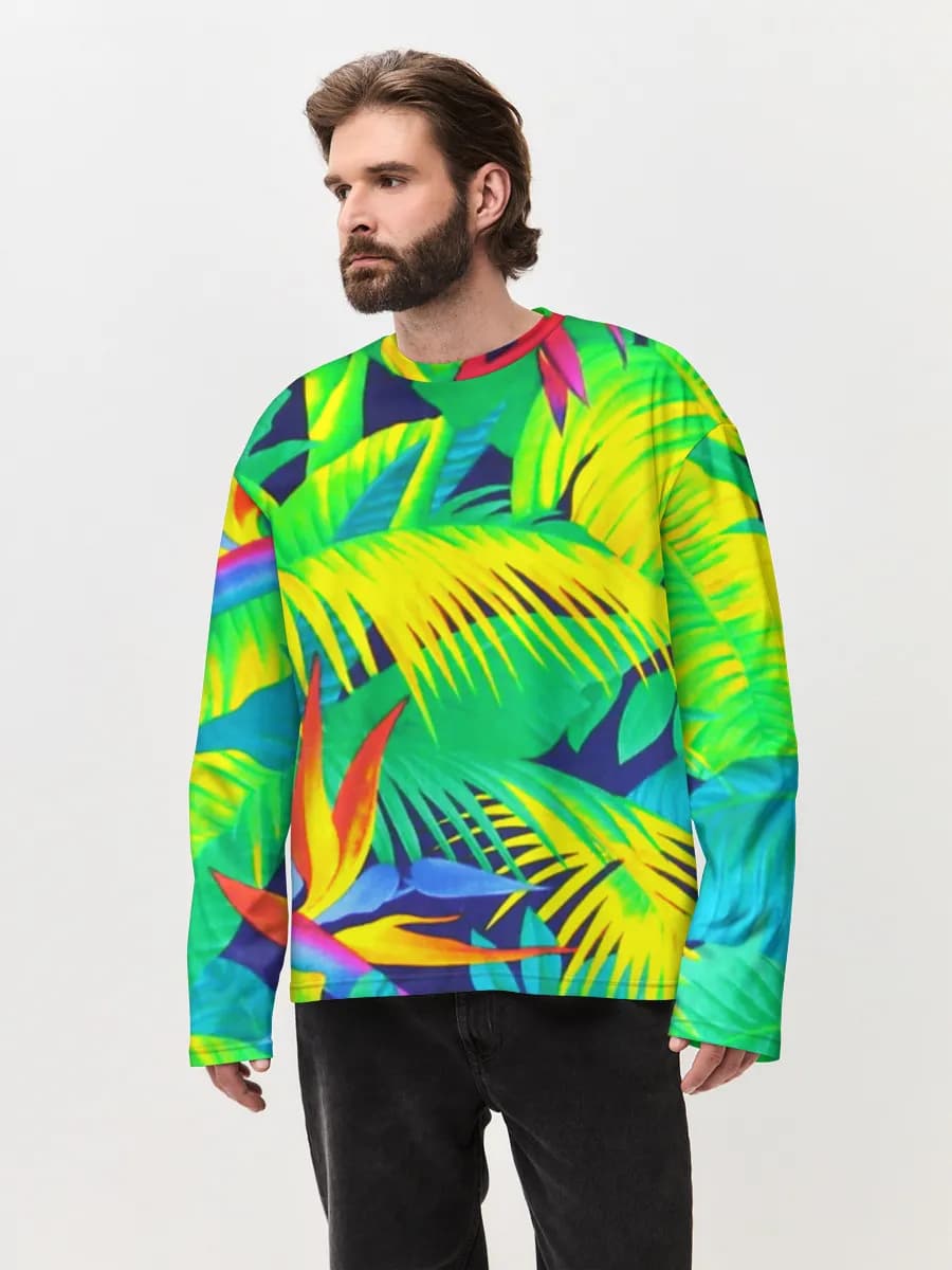 Herren Oversized Baumwoll Langarmshirt