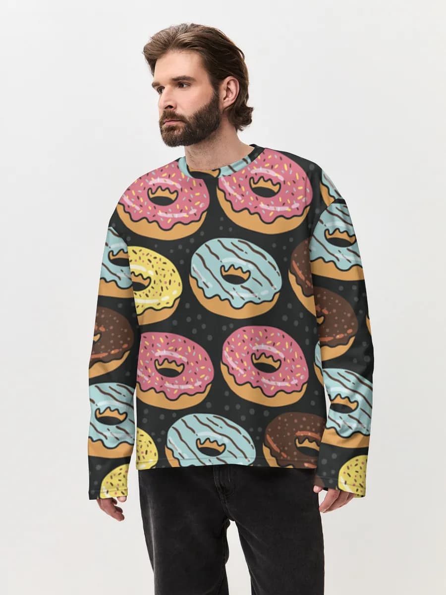 Herren Oversized Baumwoll Langarmshirt