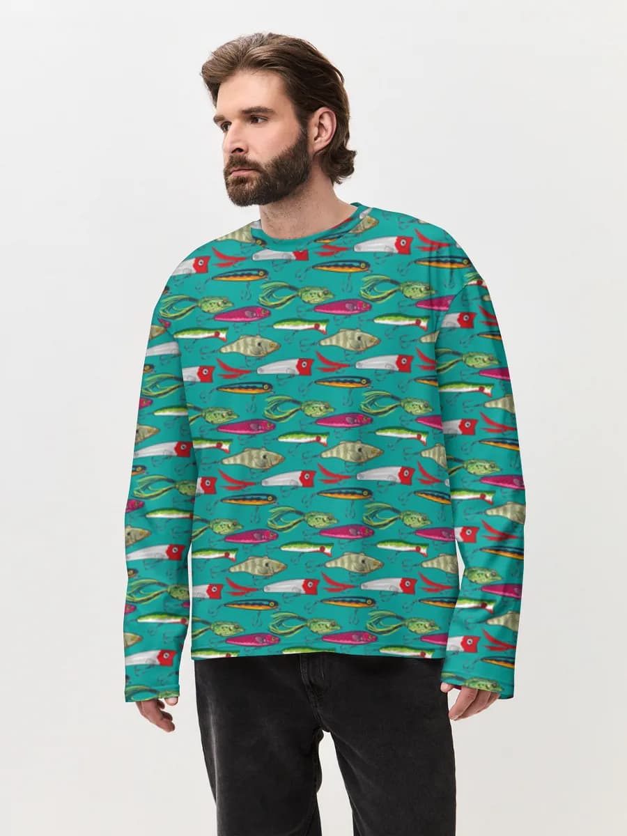 Camiseta de manga larga de algodón extragrande para hombre