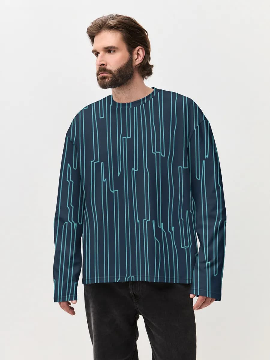 Herren Oversized Baumwoll Langarmshirt