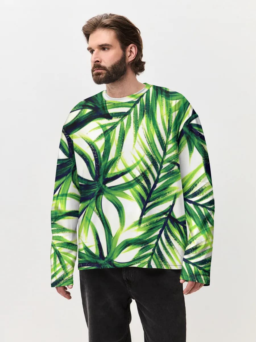 Herren Oversized Baumwoll Langarmshirt