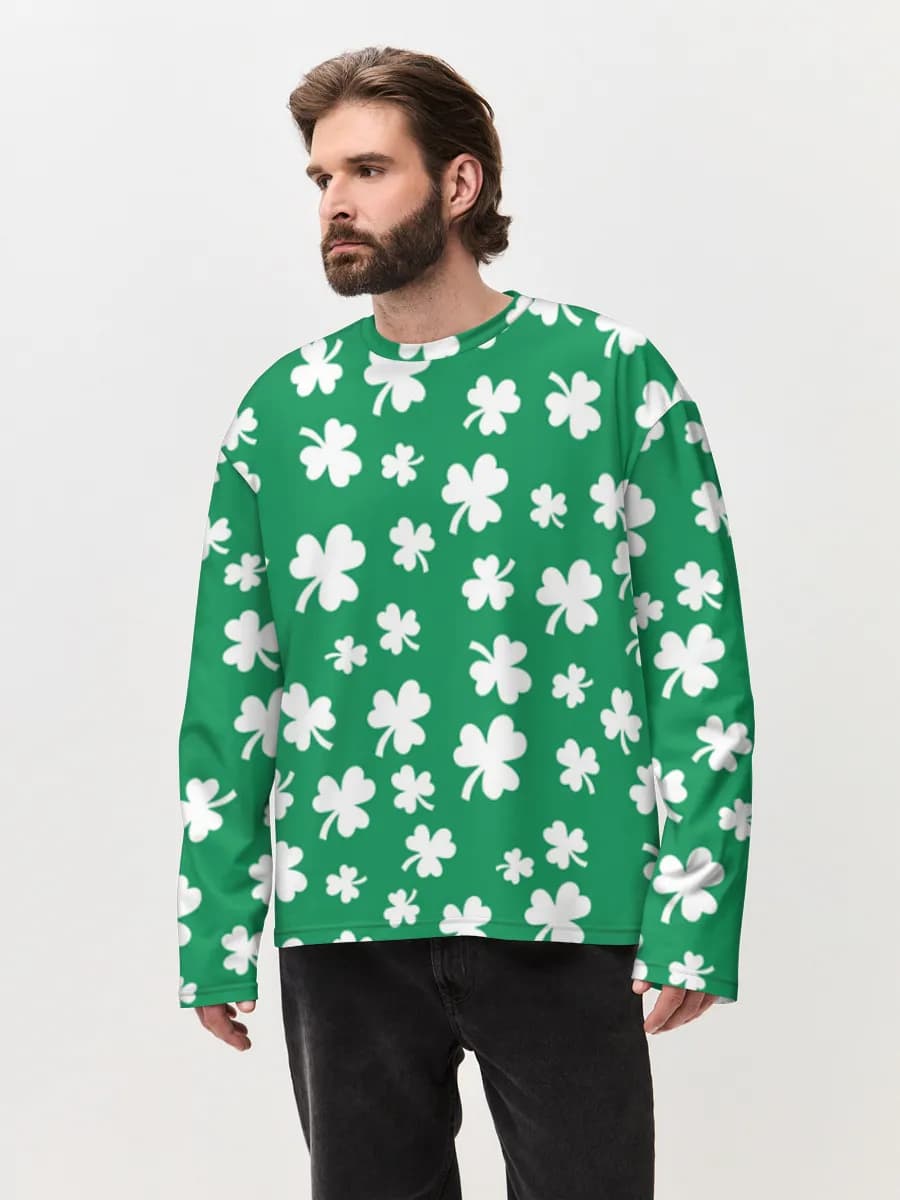Camiseta de manga larga de algodón extragrande para hombre