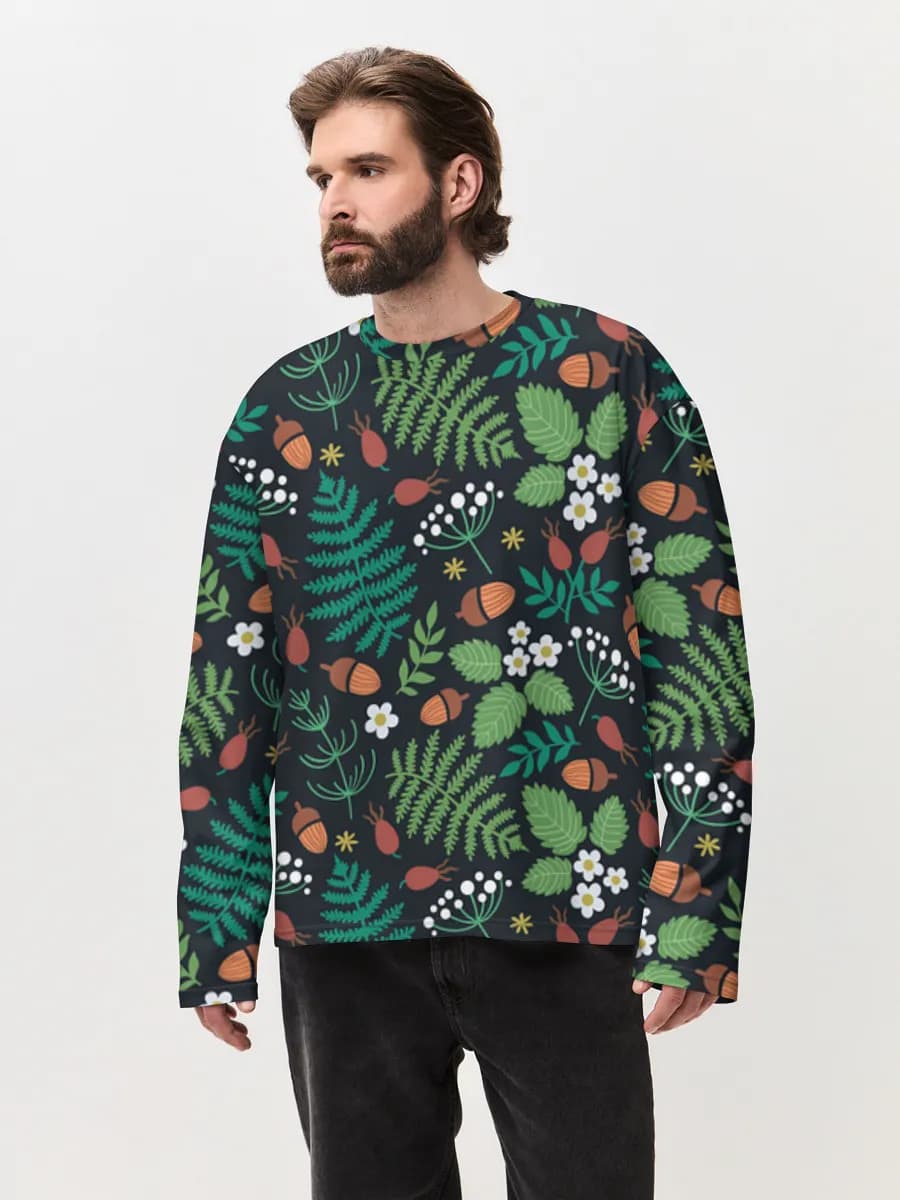 Camiseta de manga larga de algodón extragrande para hombre