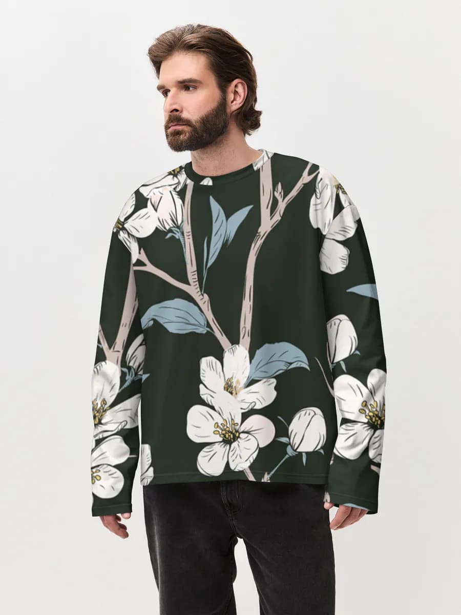 Camiseta de manga larga de algodón extragrande para hombre