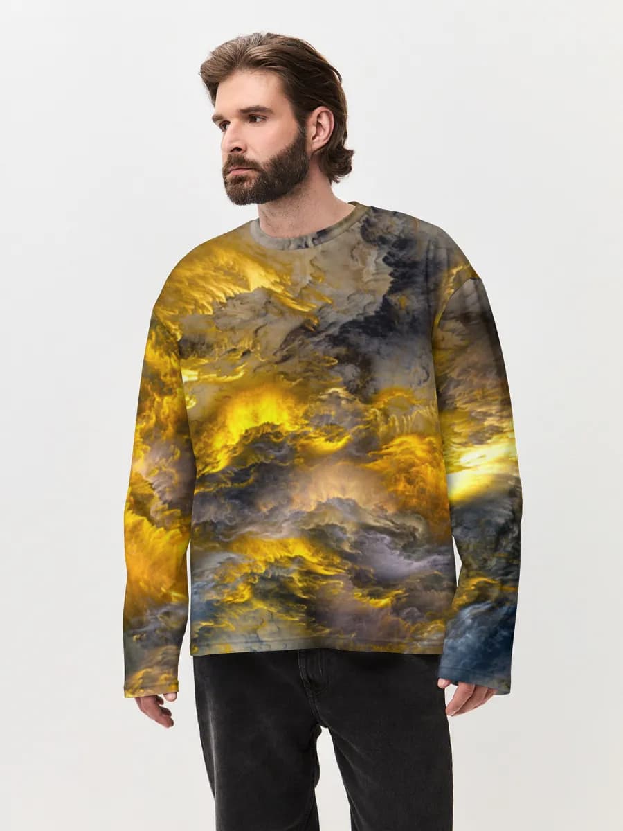 Camiseta de manga larga de algodón extragrande para hombre