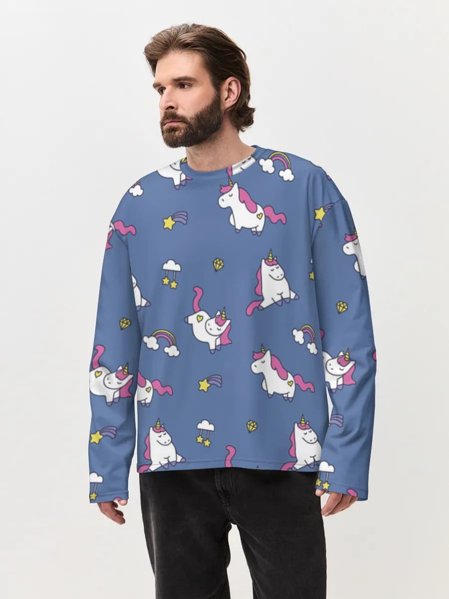 Herren Oversized Baumwoll Langarmshirt