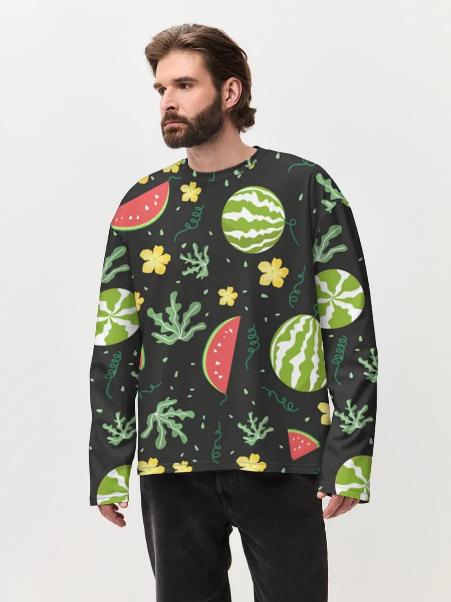 Camiseta de manga larga de algodón extragrande para hombre