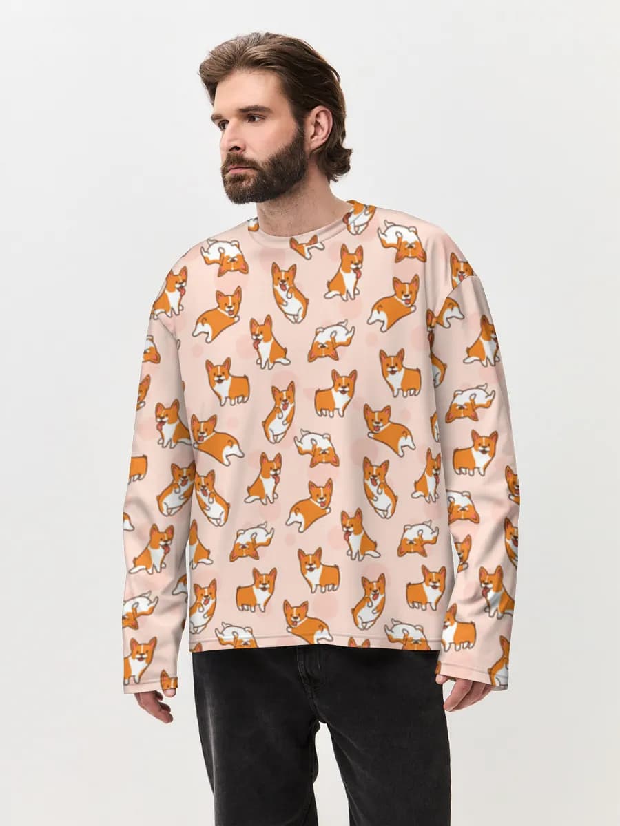 Herren Oversized Baumwoll Langarmshirt
