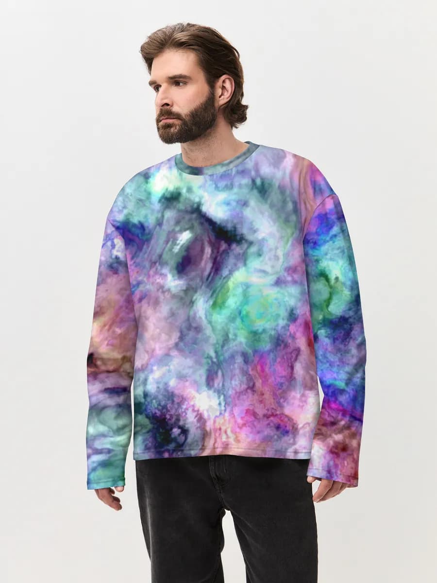 Camiseta de manga larga de algodón extragrande para hombre